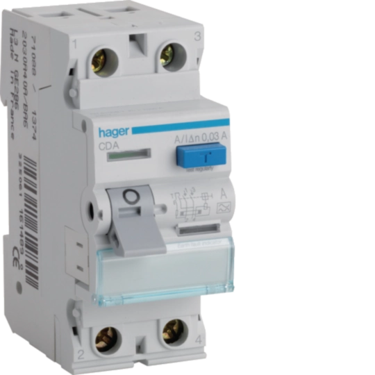 Hager CDA263U 2-pole 63 A 30 mA Type A RCCB