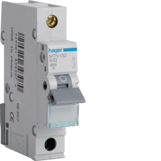Hager MTN132 32A single pole MCB with 6kA B curve