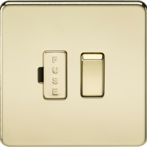 Screwless 13A Switched Fused Spur Unit - Polished Brass