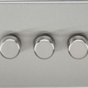 Screwless 3G 2-way 10-200W (5-150W LED) trailing edge dimmer - Brushed Chrome
