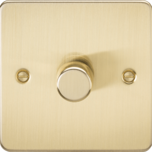 Flat Plate 1G 2 way 10-200W (5-150W LED) trailing edge dimmer - Brushed Brass