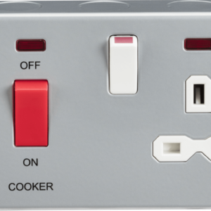 Metal Clad 2G 45A DP Cooker Switch and 13A Switched Socket with Neons