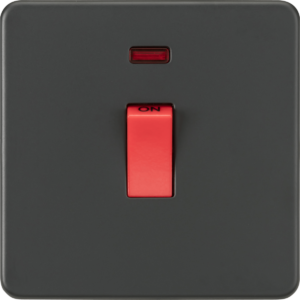 Screwless 45A 1G DP Switch with Neon - Anthracite