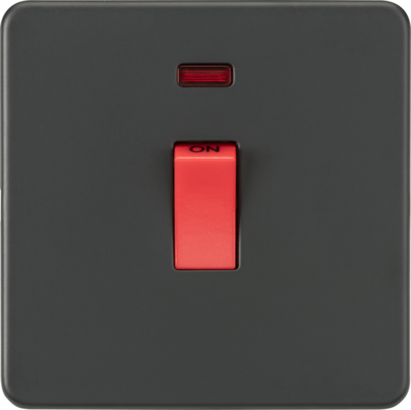 Screwless 45A 1G DP Switch with Neon - Anthracite