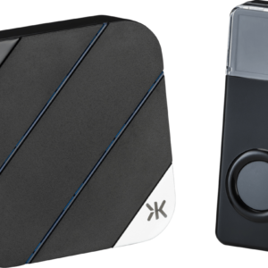 Black Wireless Door Chime | Plug-In Receiver with LED & Chimes
