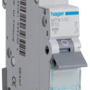 Hager MTN110 MCB SP Type B 10A 6kA