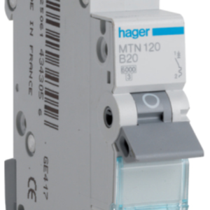 Hager MTN120 MCB SP Type B 20A 6kA