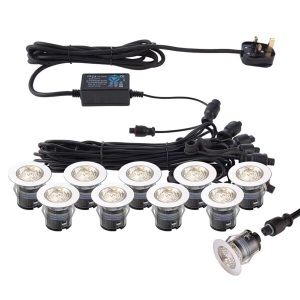 Saxby 73348 IkonPRO CCT Stainless Steel IP67 10x0.75W 280lm 3000/4000K LED Decking Lights