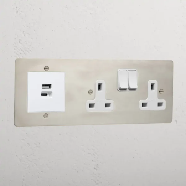 Corston Double Socket + USB A+C Port Fast Charge