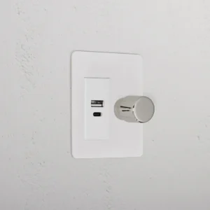Corston 1G Two Way Dimmer + USB A+C Slimline Switch