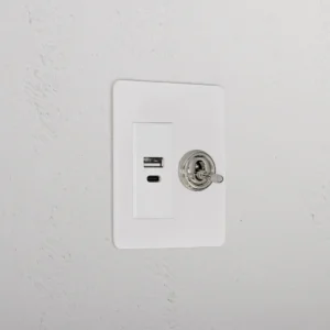 Corston 1G Two Way Toggle + USB A+C Slimline Switch