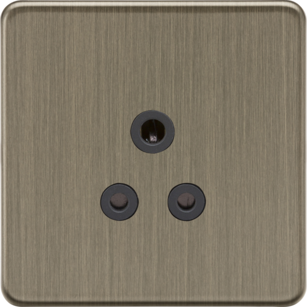 Screwless 5A Unswitched Socket - Antique Brass