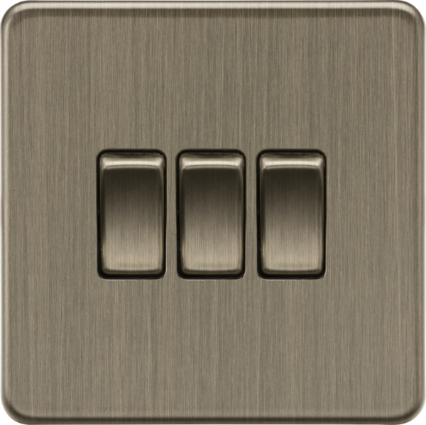 Screwless 10AX 3G 2-Way Switch - Antique Brass