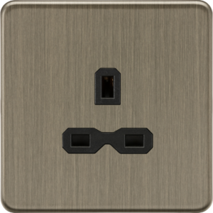 Screwless 13A 1G Unswitched Socket - Antique Brass