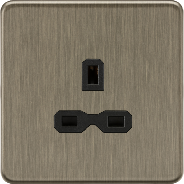 Screwless 13A 1G Unswitched Socket - Antique Brass