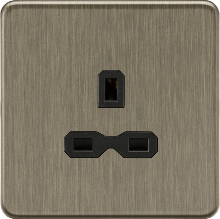 Screwless 13A 1G Unswitched Socket - Antique Brass